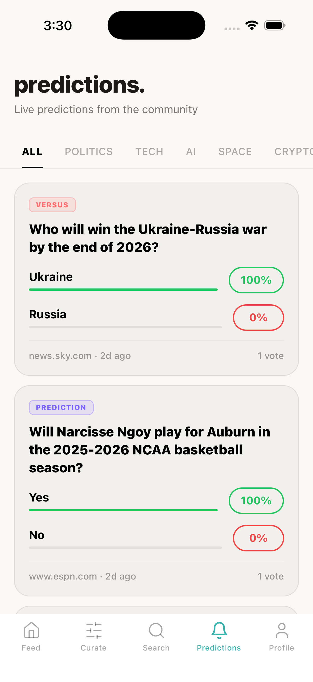 HiveMind predictions